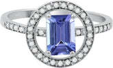 1.05 Cts Natural Tanzanite Ring 0.31 Cts Diamond Ring, Blue Stone Sterling Silver December Birthstone Ring Jewelry Gift For Women Mom Wife Girlfriend Sister